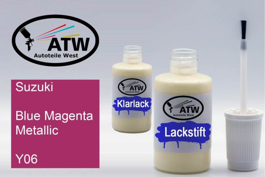 Suzuki, Blue Magenta Metallic, Y06: 20ml Lackstift + 20ml Klarlack - Set, von ATW Autoteile West.